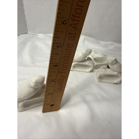 Vintage Set of  Owl Ceramic Porcelain Napkin Holder Rings Made In Japan Set of 4 - Picture 5 of 6